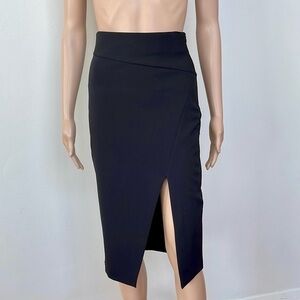 ZARA FRONT SLIT BLACK PENCIL MIDI SKIRT, XS